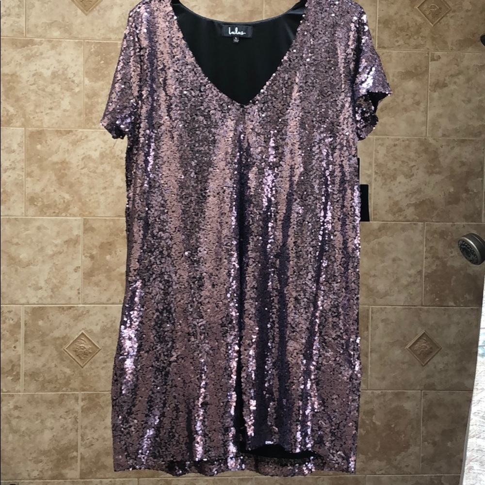 Purple Sequin Shift Dress New w/tags